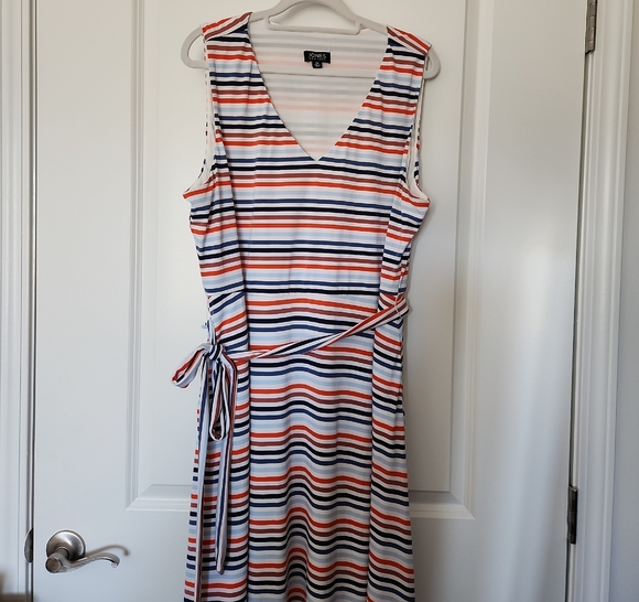 Jones New York Dresses & Skirts - Jones New York Striped Midi Dress - Navy, Red, White